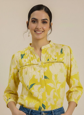 Gaonwali Clothings Casual Printed Women Yellow Top