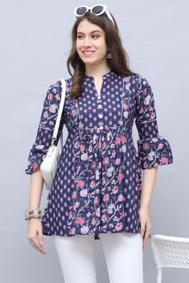 Rajnandini Casual Printed Women Blue Top