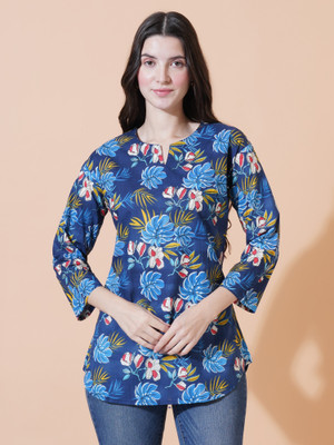 HOC's Party Printed Women Blue Top