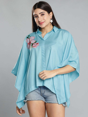 LetsDressUp Casual Printed Women Light Blue Top