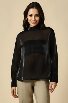 Allen Solly Party Solid Women Black Top