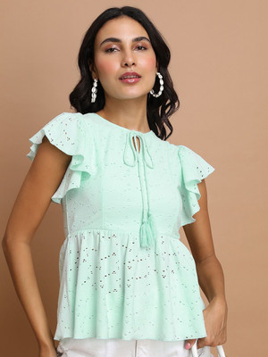 Tokyo Talkies Casual Printed Women Blue Top
