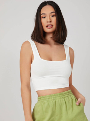 MARVKIT Casual Solid Women White Top