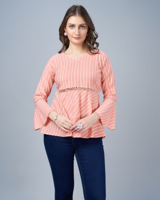 Frockery Casual Striped Women Pink Top