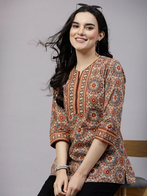 Kirnya Casual Printed Women Multicolor Top
