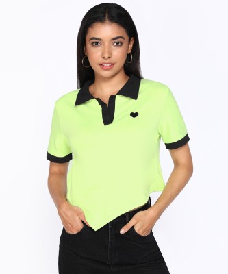 BoStreet Casual Solid Women Green Top