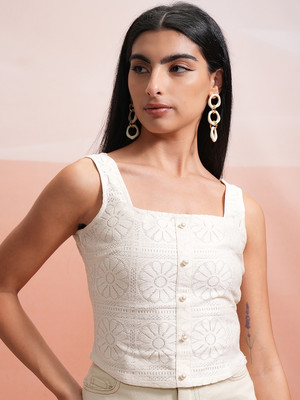 Tokyo Talkies Casual Solid Women White Top