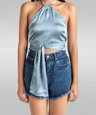 HERSHEINBOX Casual Solid Women Grey Top