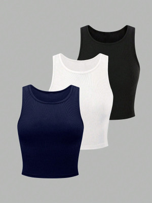 Toochki Casual Solid Women Black Top