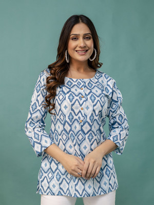 Feranoid Retail Casual Printed Women Blue Top
