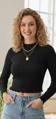 NHAemporium Casual Solid Women Black Top