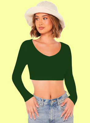 Dream Beauty Fashion Casual Solid Women Dark Green Top