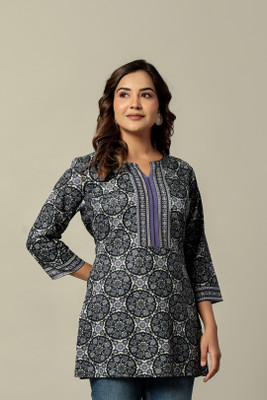 Unmani4U Casual Printed Women Blue Top