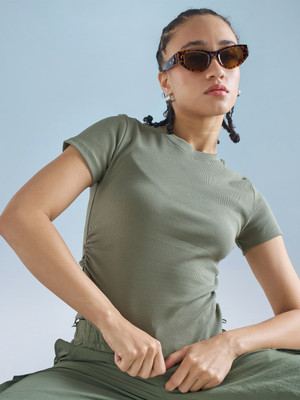 Tokyo Talkies Casual Solid Women Green Top