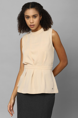 Allen Solly Casual Solid Women Beige Top