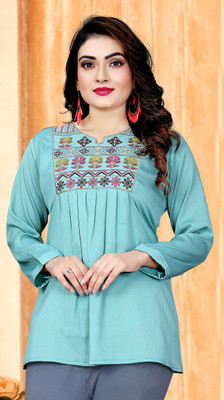 MAPRI Casual Embroidered Women Pink Top