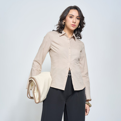 Honey By Pantaloons Casual Solid Women Grey Top