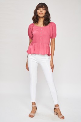 AND Formal Solid Women Pink Top