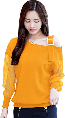 london belly Casual Solid Women Yellow Top