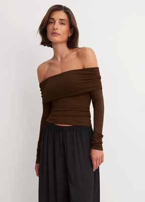 SIGHTBOMB Party Solid Women Brown Top