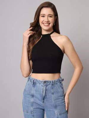 Silcoba Casual Solid Women Black Top