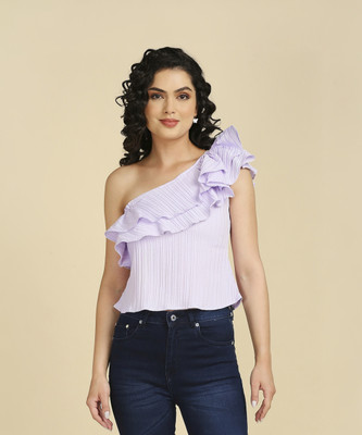 GUFRINA Casual Self Design Women Purple Top