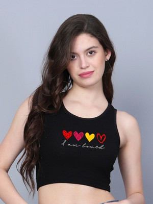 Knite wolf Casual Printed Women Black Top