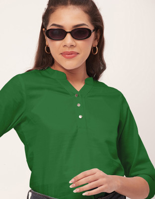 moomaya Casual Solid Women Green Top