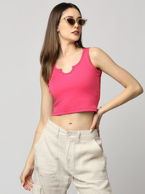 DISRUPT Casual Solid Women Pink Top