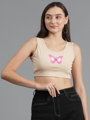 KOTTY Casual Printed Women Beige Top