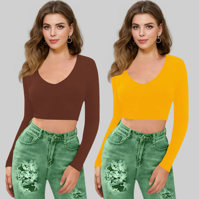 Dream Beauty Fashion Casual Solid Women Yellow Top