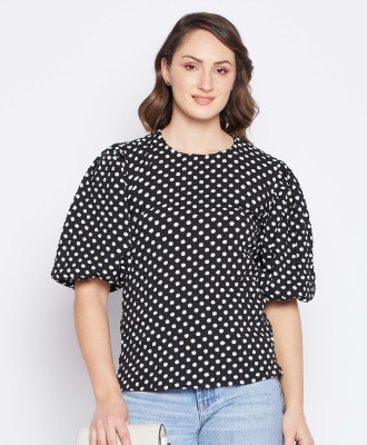 FashFun Casual Printed Women Black Top