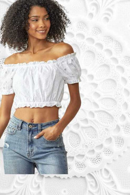 SHAHVEER CREATION Casual Solid Women White Top