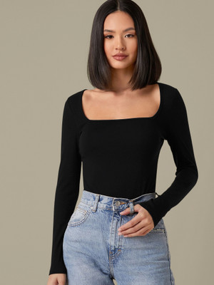 Kashonaa Casual Solid Women Black Top
