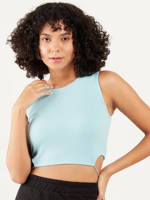ATHENA Casual Solid Women Light Blue Top
