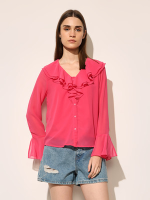 ONLY Casual Solid Women Pink Top