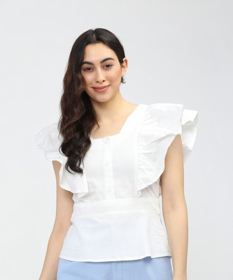 Tokyo Talkies Casual Solid Women White Top