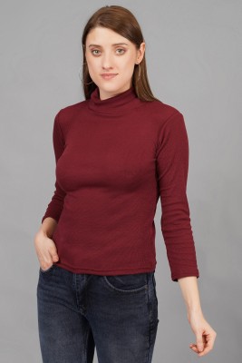 Al-Hudooms Casual Solid Women Maroon Top