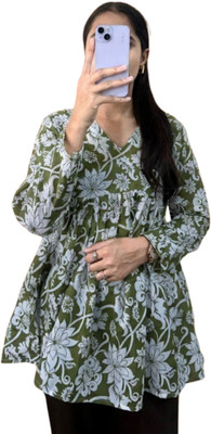 ATIPRIYAVASTRA Casual Floral Print Women Green Top