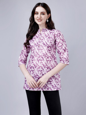 SHIREEN Casual Printed Women Purple Top