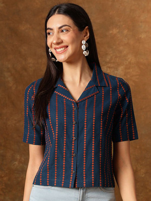 ANOUK Casual Striped Women Blue, Red Top