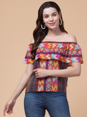 HouseOfCommon Casual Printed Women Multicolor Top