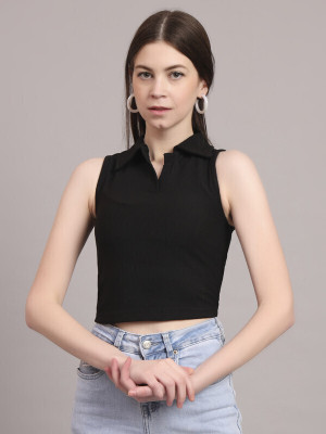 Dressberry Casual Solid Women Black Top