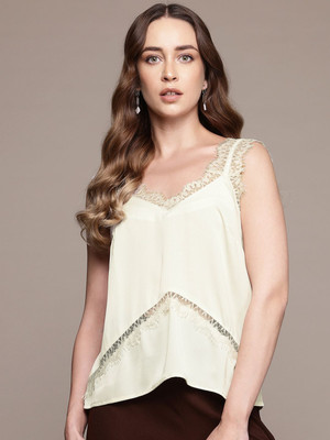 bebe Casual Solid Women White Top