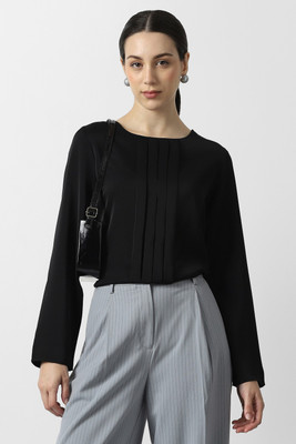 VAN HEUSEN Formal Solid Women Black Top