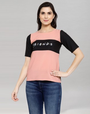 Selvia Casual Printed Women Black, Pink Top