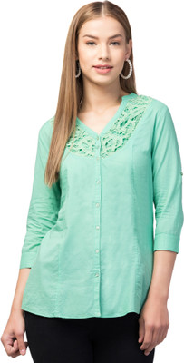 ritika enterprises Casual Solid Women Light Green Top