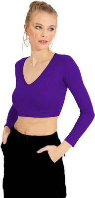 THE BLAZZE Casual Solid Women Purple Top
