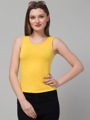 GYARASI Casual Solid Women Yellow Top