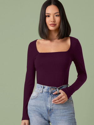 Kashonaa Casual Solid Women Purple Top
